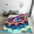 thumbnail image 2 of Lsque Geometry Dash Pattern Fuzzy Fleece Throw Blanket Extra Large,Super Soft,Fluffy and Warm Blankets for Couch,Bed,All Season Use (50"x40"), 2 of 7