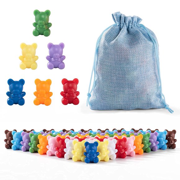 Xinhuidalsq Rainbow Counting Bears Juego de 60 6 Colores Clasificación Teddy Plastic Bears Manipulativos matemáticos para niños pequeños 1 Pulgada Bear Conters Edades 3 Niños