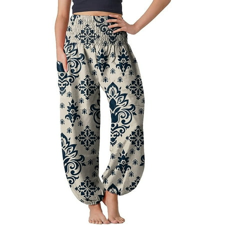 

Cathalem Yoga Pants for Women Pack Comfy Women s Boho Pants Loose Pajama Yoga Hippie Boho Pajama Pants Men Yoga Pants Loose Tall Pants White XX-Large