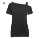 thumbnail image 1 of Camiseta de mujer Sexy con hombros descubiertos, manga corta, top de algodón retorcido, negro, M kenally AP001289-02, 1 of 7