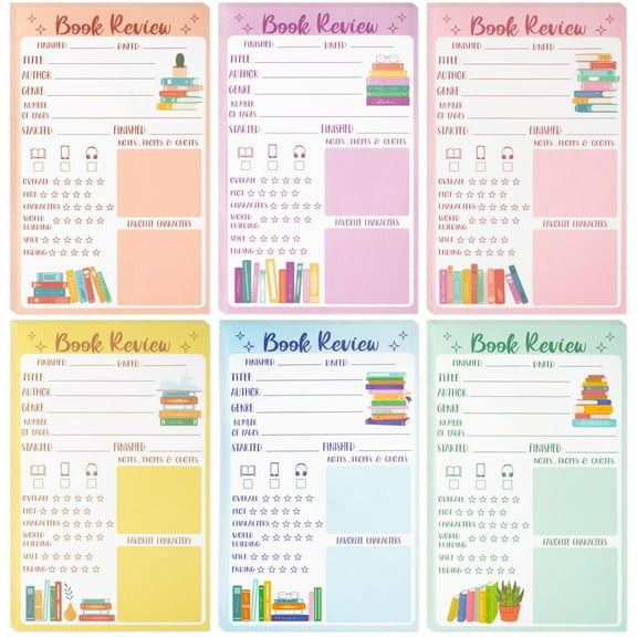 Reading Journal Notepad L1rabe Book Review, diseño de 6 libros