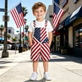 thumbnail image 6 of American Flag Overalls for Kids 250 Anniversary USA Suspender Shorts Summer Sleeveless Patriotic Casual Short Romper #07 Red 6-7 Years, 6 of 7
