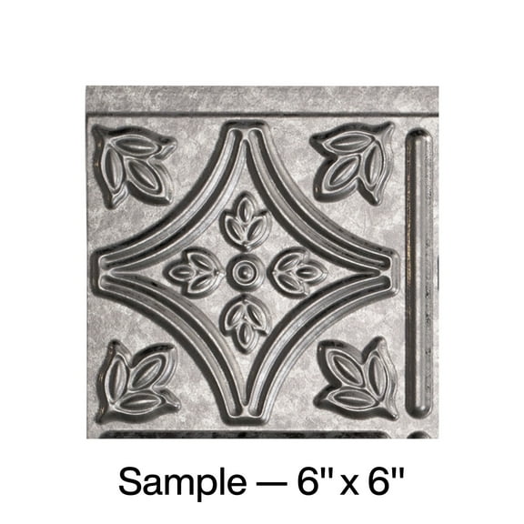 FASÄDE Traditional Style 1 Decorative Vinyl Backsplash Panel in Galvanized Steel (6X6 Inch Sample)