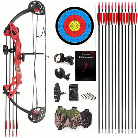 Compound Bow Archery kit for Youth & Beginner Right Handed 19"-28" Draw Length 15-29 Lbs Draw Weight 260 fps Lightweight Design