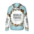 thumbnail image 3 of Uemuo World Travel Pattern Women's Full Zip UPF 50+ Sun Protection Hoodie Jacket Long Sleeve Sun Shirt Hiking Outdoor Performance with Pockets-Large, 3 of 9