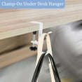 thumbnail image 6 of Desk Mount Bag Holder Hook Clamp,On Backpack Hanger Portable Desk Mount Headphones Holder for Reduce Desk Clutter Table Desk Table Hanging Storage (2 Pcs-Double Hook White), 6 of 13