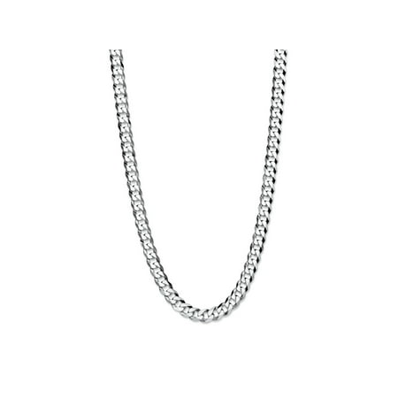 - Curb-Link Flat Profile Chain Necklace in Sterling Silver 24