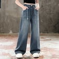 thumbnail image 2 of Guluxicc Girls Baggy Jeans Kids Denim Pants Straight Wide Leg Streetwear Girl Treandy Pants Elastic Waist 5-14 Years, 2 of 9