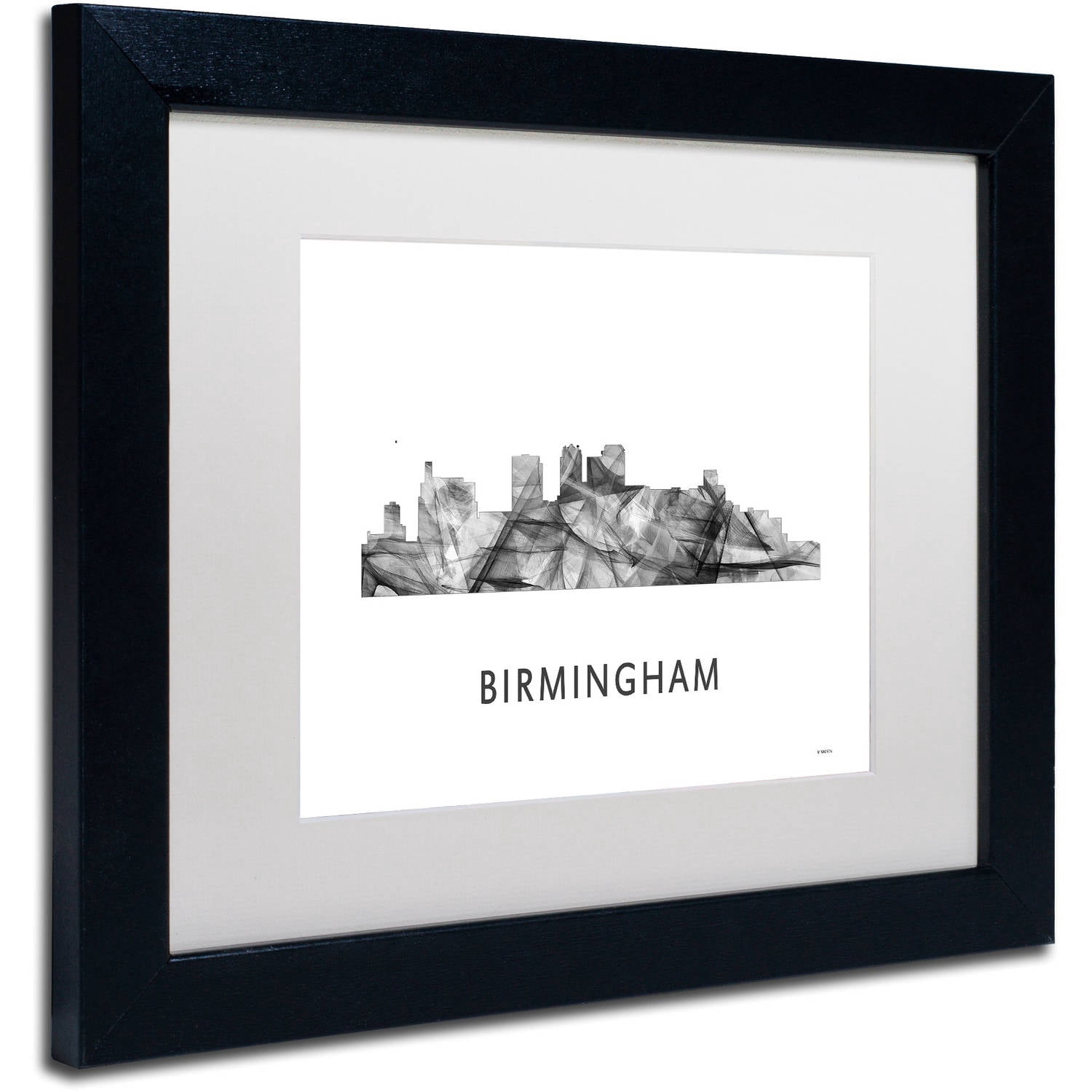 Trademark Fine Art 'Birmingham Alabama Skyline WB-BW' Canvas Art by Marlene Watson, White Matte, Black Frame
