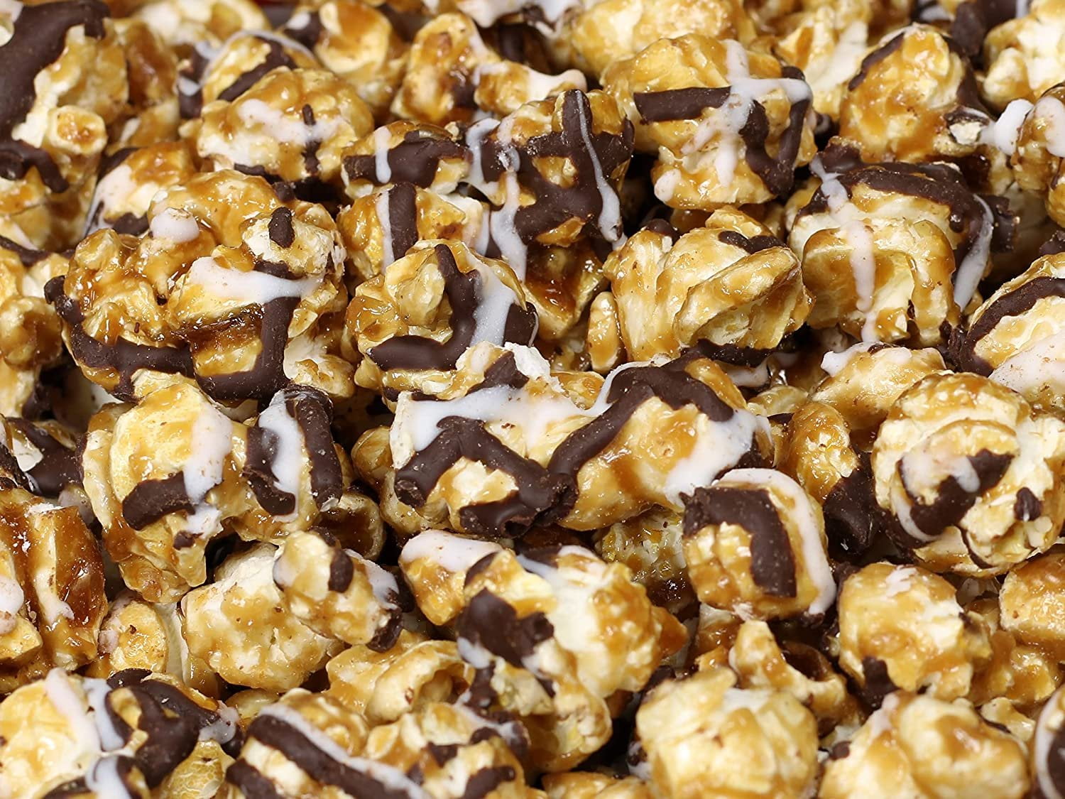 Gourmet Chocolate Zigzag Popcorn by Its Delish, 2 lbs Bulk Bag  Festive Caramel Air Popped Sweet Crunchy White & Dark Drizzle Glazed Carmel Corn Snack, Parties - Gluten Free, Vegan, Kosher
