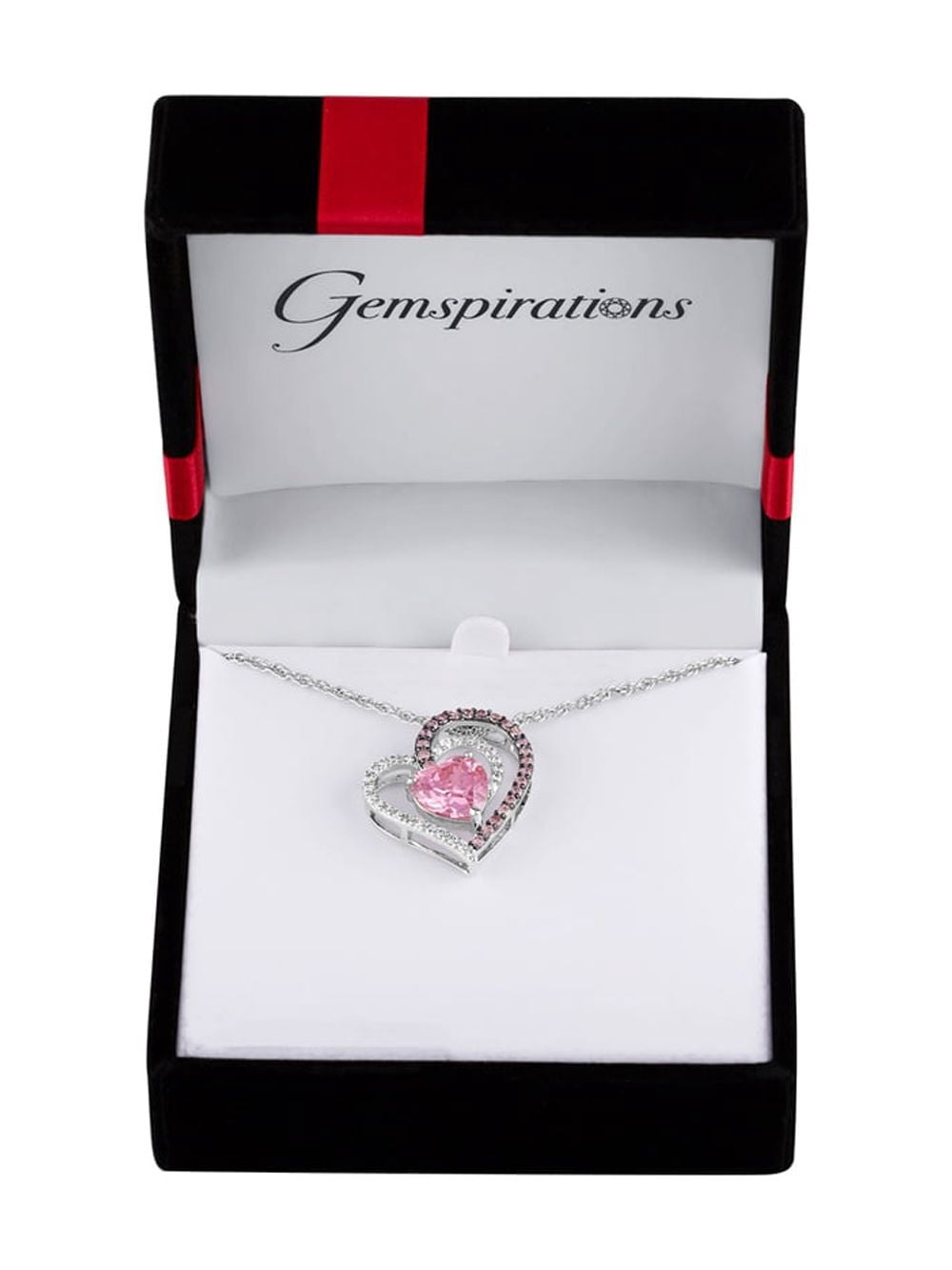Believe by Brilliance Sterling Silver Plated Simulated Pink Sapphire & CZ Heart Pendant Necklace