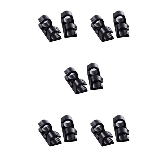 Decodeary 20Pcs/Set Self Adhesive Cable Clips Wire Straps Cord Organizer Desk Management black 5Set