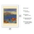 thumbnail image 2 of Greece - Aegean Coastline (Littoral de la Mer Egee) - Vintage Travel Poster by Panayiotis Tetsis c.1948 - Japanese Unryu Rice Paper Art Print 24 x 32 in, 2 of 4