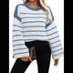 thumbnail image 1 of Suéter de Rayas Extragrande para Mujer, Cuello Redondo, Mangas Largas, Moda de Otoño 2025. Azul S, 1 of 8