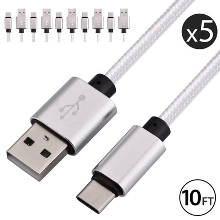 5x 10FT USB Type C Cable Fast Charging Cable USB-C Type-C 3.1 Data Sync Charger Cable Cord For Samsung Galaxy S9 S9+ Galaxy S8 S8 Plus Nexus 5X 6P OnePlus 2 3 LG G5 G6 V20 HTC M10 Google Pixel XL price history on PriceWatchPro