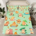thumbnail image 2 of Feelyou Cartoon Capibara Teens Twin Sheet Sets, Lotus Flower Floral Twin Fitted Sheet, Kawaii Orange Watermelon Flat Sheet, Ultra Soft Home Decor, 3-Piece, 2 of 7