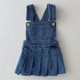thumbnail image 2 of The Children's Sundress Casual Dresses Baby Summer Denim Solid Color Washed Sleeveless Square Neck Pleated A-Line Child Kids Dresses Sundress Outfit 2-3 T, 2 of 4