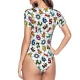 thumbnail image 4 of Naloa Colorful Numbers Women's Short-Sleeved Onesie, One-Piece Swimsuit for Parties, dates, clubs - Medium, 4 of 9