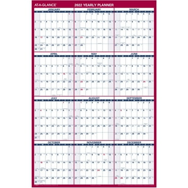AT-A-GLANCE 2022 48" x 32" Yearly Calendar White/Red PM326-28-22