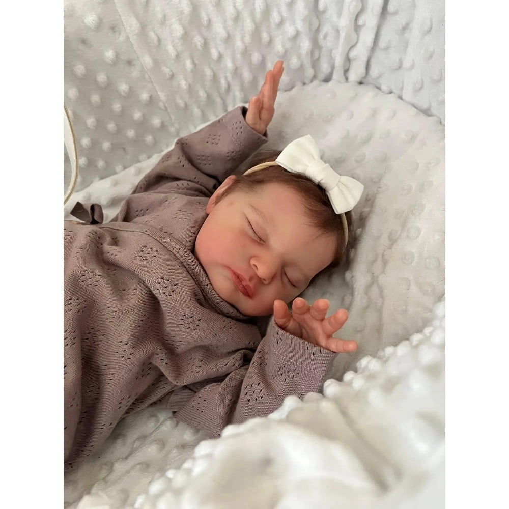 Realistic Reborn Baby Dolls – 18-Inch Real Life Sleeping Newborn Girl, Lifelike Doll with Weighted Soft Body, Handmade Gift Toy with Accessories