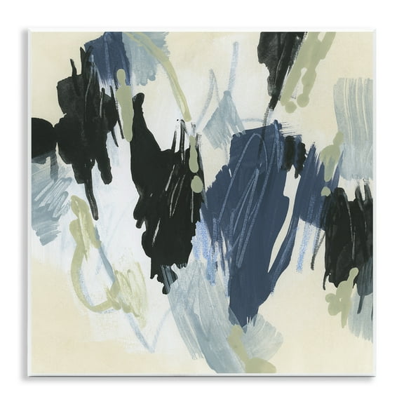 Stupell Industries Blue & Neutral Abstraction Abstract Painting Unframed Art Print Wall Art, 12 x 12