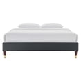 thumbnail image 6 of Platform Bed Frame, King Size, Velvet, Dark Grey Gray, Modern Contemporary Urban Design, Bedroom Master Guest Suite, 6 of 6