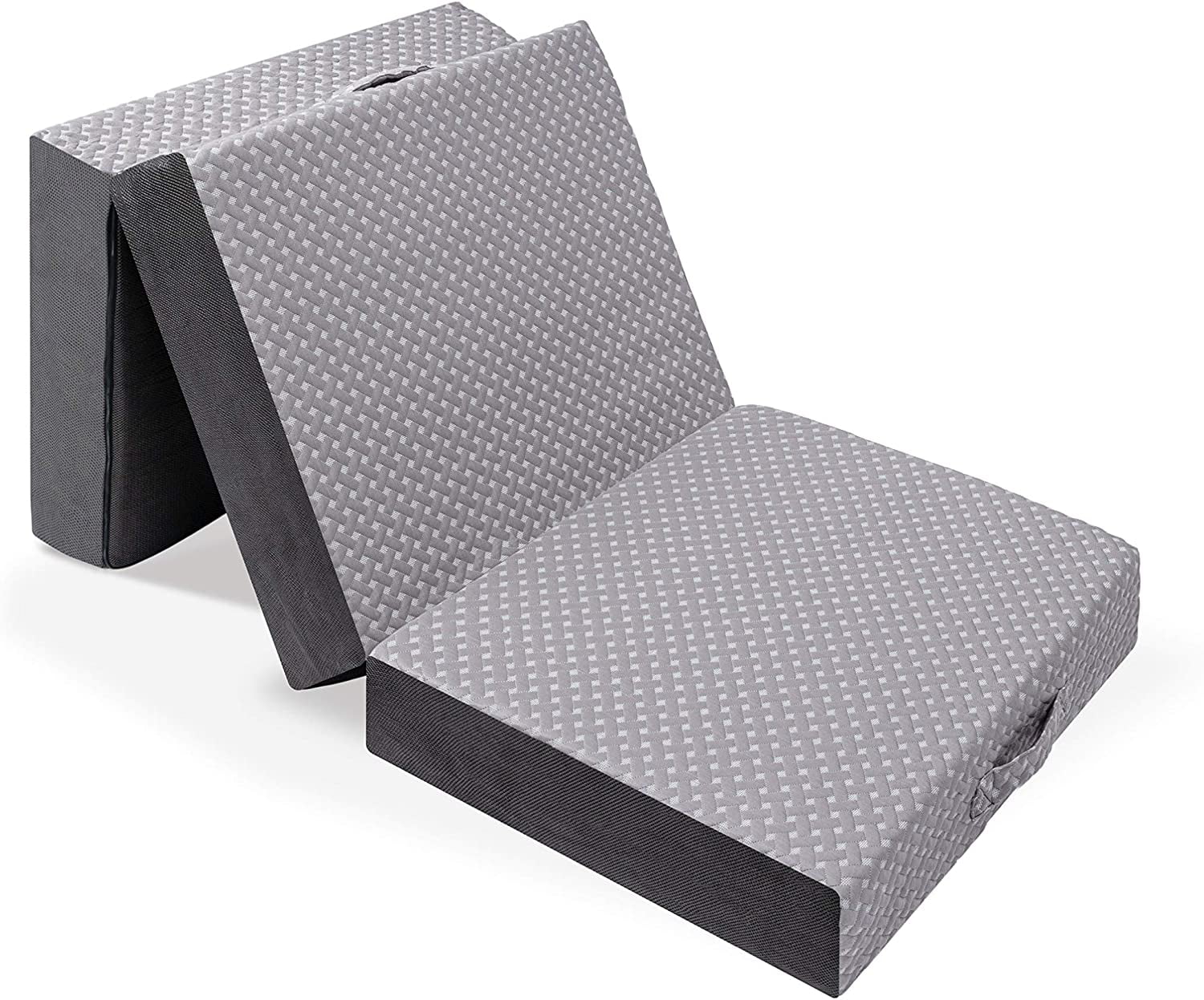 4'' Portable Cushioned Tri Folding Soft Memory Foam Mattress Blue Indoor/Outdoor 