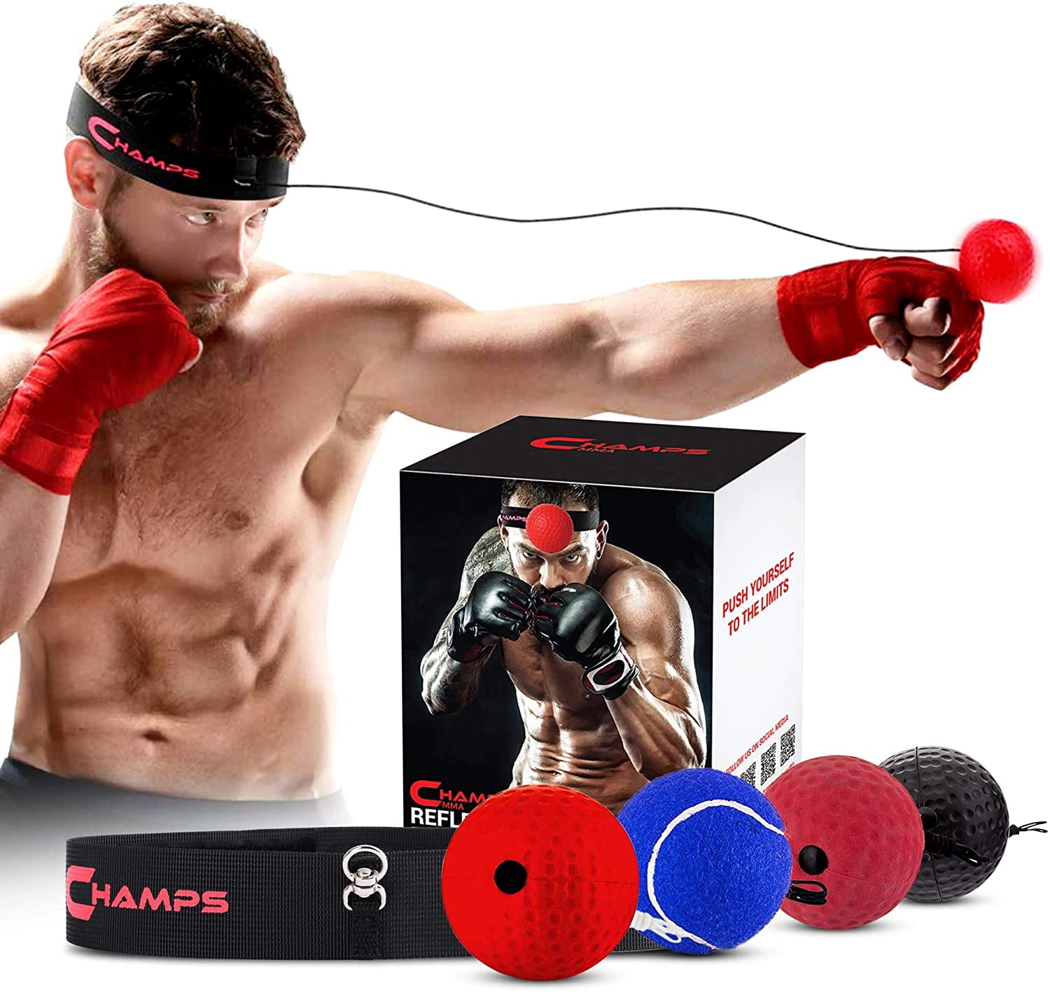 Champs MMA Boxing Reflex Ball Set of 4 Improve Speed, Hand-Eye Coordination  - Walmart.com