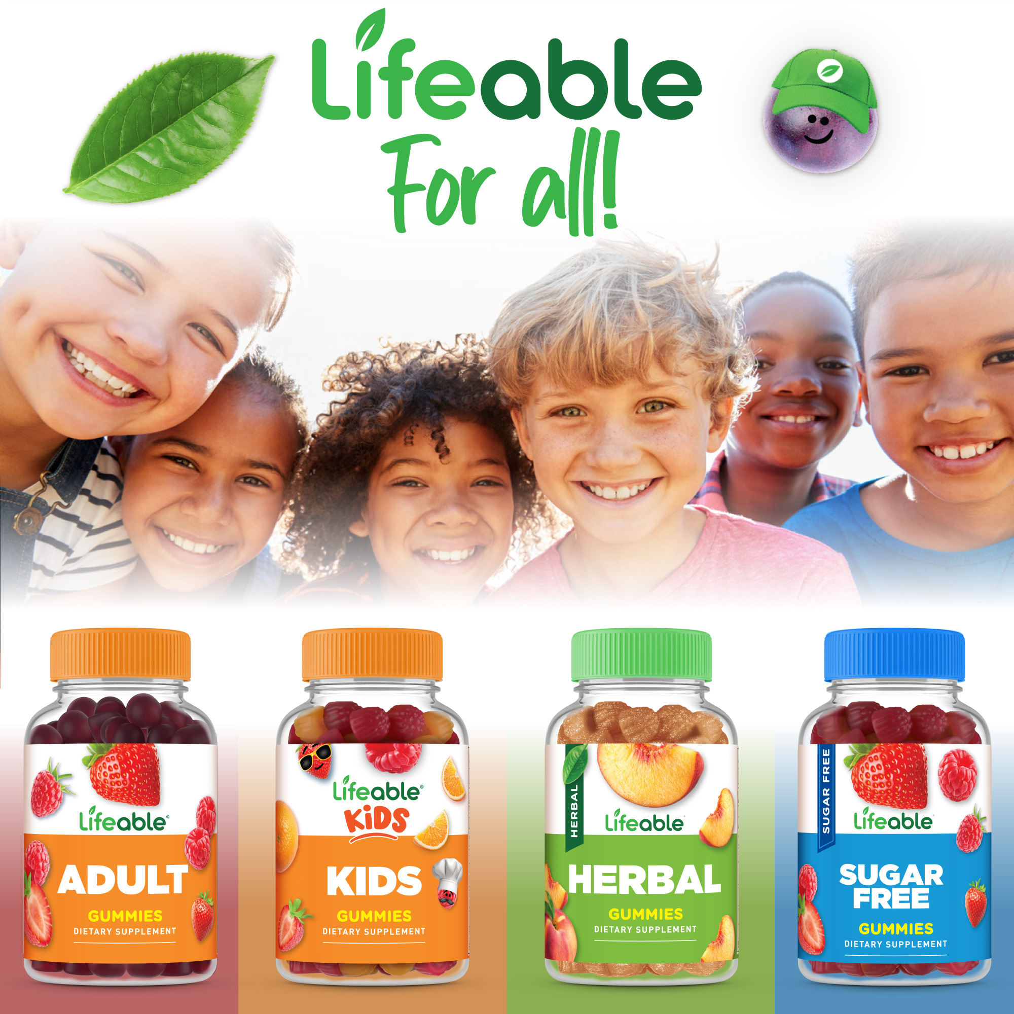Lifeable Calcium Magnesium Zinc and Vitamin D Gummies for Kids, 90 Count