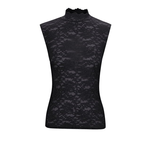 Timegard High Neck Tank Tops Lace Sleeveless Plus Size Tops Solid Color Casual Fashion Shirts