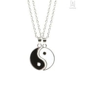 Gustave 2pcs Yin Yang Pendant Couple Necklaces Tai Chi Alloy Friendship Necklaces Chain Jewelry Gifts for Men Women