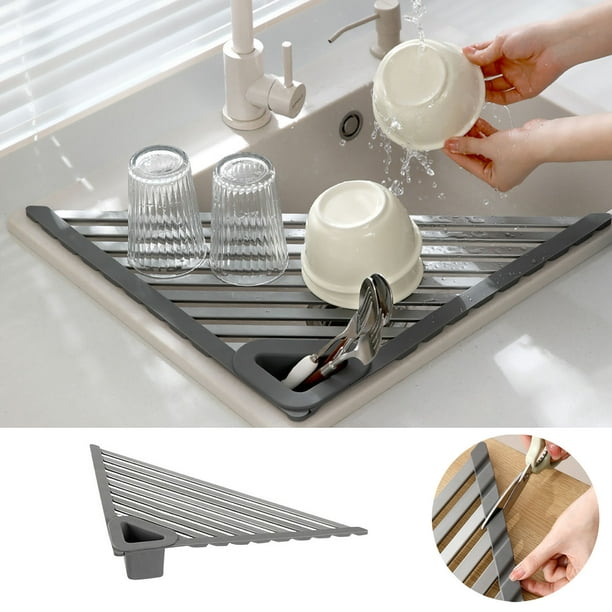 Xihbxyly Escurridor Multifuncional, Diseño Triangular Plegable, Ahorra Espacio para Cuencos, Palillos y Verduras, Secado Rápido, Trípode Estable, Ideal para Cocinas Domésticas, 32 X 32 Cm