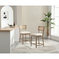thumbnail image 4 of Dayalane Rattan Back Counter Height Bar Stools, Light Brown Wood + White Sherpa (Set of 2), 4 of 10