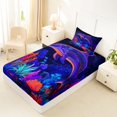 thumbnail image 4 of spefrowx Dot Art Dolphin Twin Sheets for Kids, Purple Glow Coral Starry Bedding, 3-Piece, 1 Flat Sheet, 1 Fitted Sheet and 1 Pillowcase, 4 of 5