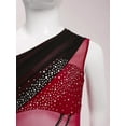 thumbnail image 5 of SiiRoh Kids Girls Sparkly Sleeveless Asymmetrical Gymnastics Leotard Ruched Ballet Lyrical Dance Dress Burgundy 10, 5 of 7