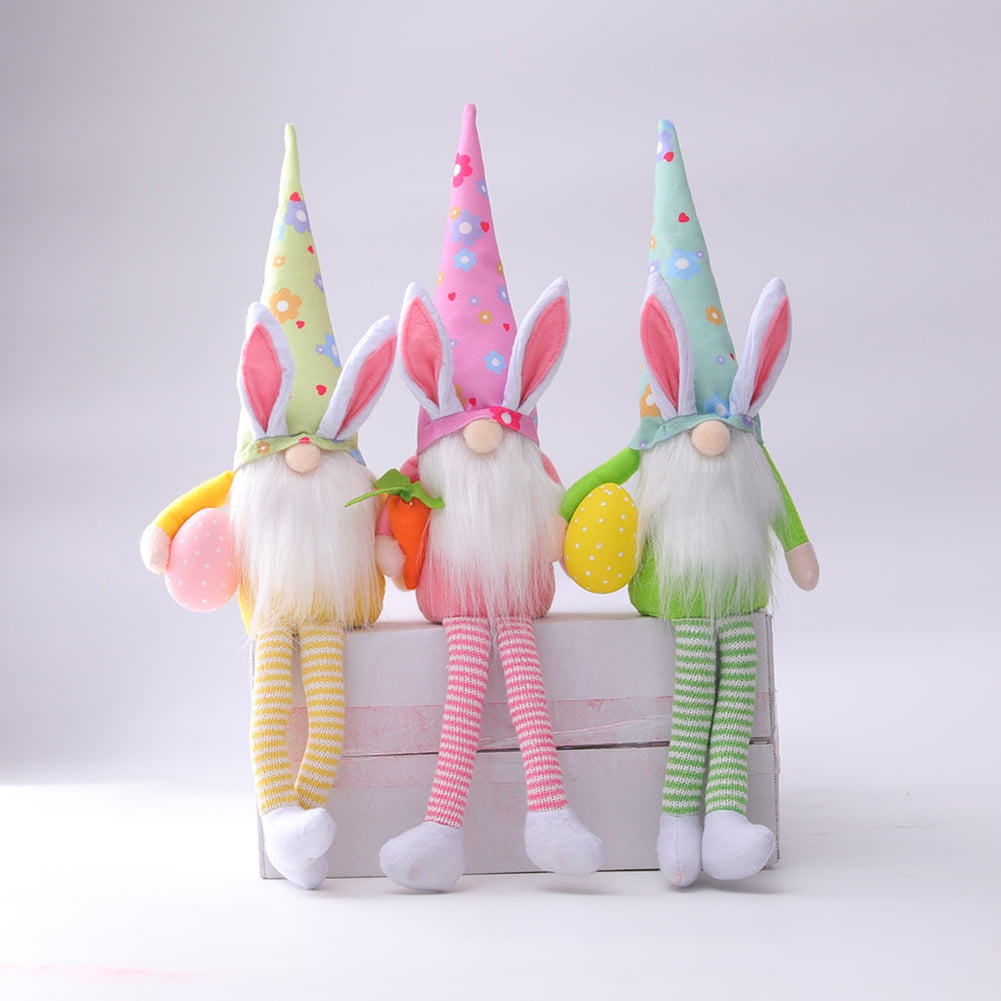 Kepooman 3 Pcs Kids 13" Long Striped Leg Faceless Rabbit Doll for Desk Table Decor Gifts, Multi-color Kepooman 3 Pcs Kids 13" Long Striped Leg Faceless Rabbit Doll for Desk Table Decor Gifts, Multi-color