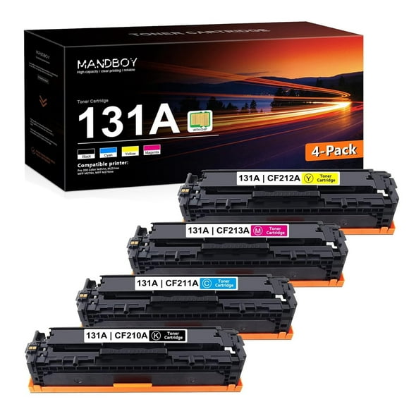131A CF210A CF211A CF213A CF212A 4-Color Set Toner Cartridge (With Chip) | Replacement for HP 131A M276n M276nw Printer | 1BK+1C+1M+1Y