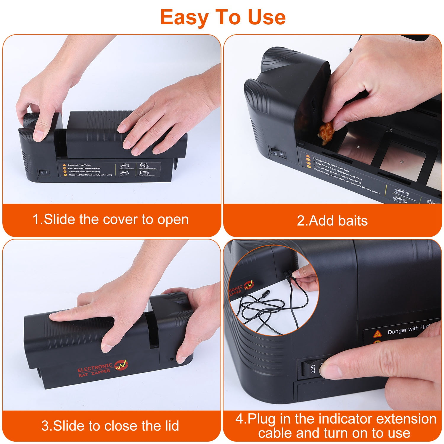 High Voltage 1800V Rat Trap - Spacious Inner for All Rodents, One - Way Entry, Rechargeable and Multifunctional for Indoor Scenes,  Easy to Use Indoors/Outdoors for Mice,