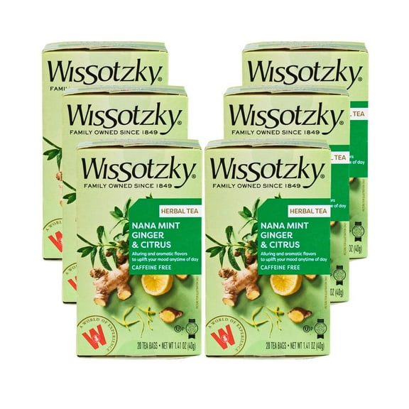 Kosher Wissotzky Ginger Lemon With Nana Tea 20 ct, Pack of 6