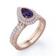 thumbnail image 4 of JeenMata Anillo Nupcial Estilo Victoriano con Halo Doble Pavé de 1,75 Quilates de Alejandrita y Moissanita Creada en Laboratorio Engastado en Plata con Baño de Oro Rosa de 18 K, 4 of 6