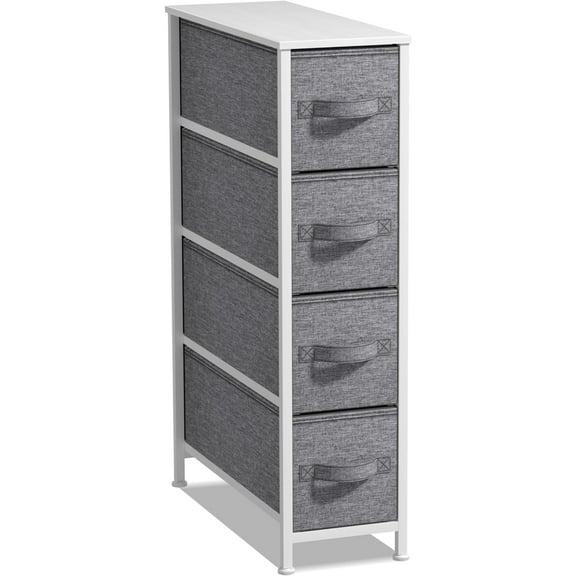 Sorbus Narrow 4-Drawer Dresser: Compact Storage for Children and Adults in Bedrooms, Bathrooms, and Laundry (White)