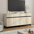 thumbnail image 2 of WAMPAT Modern TV Stand for TVs up to 70 inch, 2 in 1 Entertainment Center TV Console with Adjustable Shelves and Metal Base for Living Room,Bedroom,Light Oak, 2 of 6