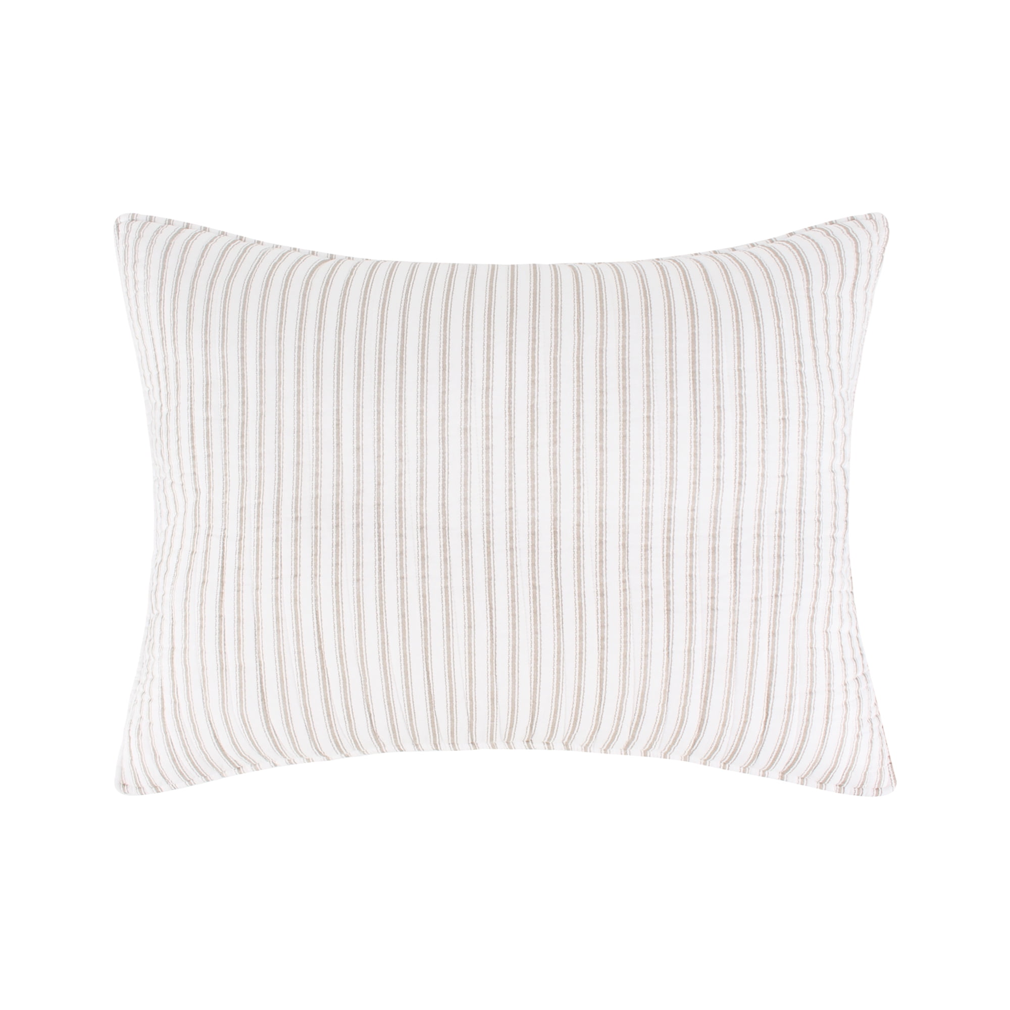 Levtex Home - Tobago Stripe Taupe Quilt Set - King Quilt + Two King Pillow Shams - White, Taupe - Quilt Size (106x92in.) and Pillow Sham Size (36x20in. ) - Reversible - Cotton Fabric
