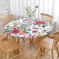 thumbnail image 3 of Vintage Small Floral Round Table Cover Elastic Edge Waterproof Tablecloth with Retro Floral Print, 3 of 5