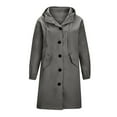 thumbnail image 4 of Fshiont Long Rain Jacket Women Waterproof Rain Coats with Hood Lightweight Windbreaker Outdoor Trench Coat Raincoat Dark Gray 4XL, 4 of 4