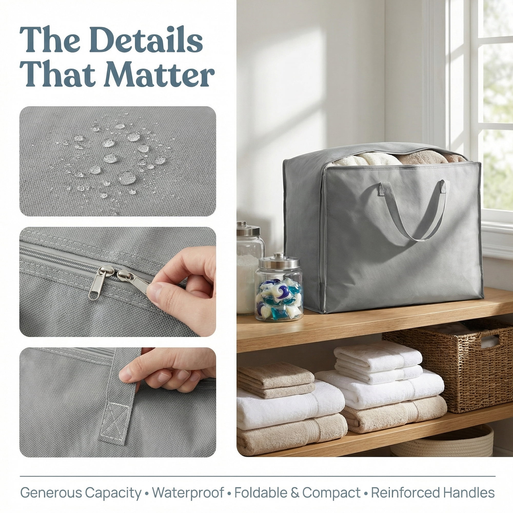 Unique Bargains Clothing Storage Bag Organize Bedroom and Closet Grey 24.8"x16.9"x8.3"