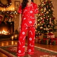 thumbnail image 2 of JAJAHO Women's Christmas Pajamas Candy Cane Print Button Down Short Sleeve 2 Piece Loungewear Sets With Pants, 2 of 7
