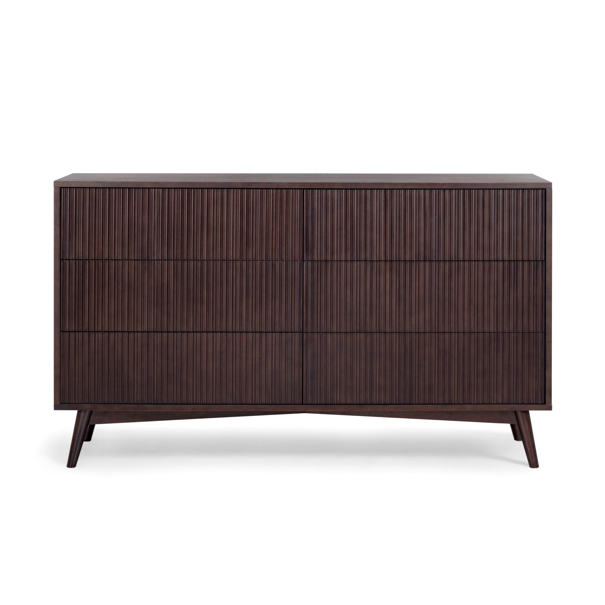 Tremolo Modern Boho 6-Drawer Dresser with Solid Wood & Contemporary Fluted Fronts - Teamson Home