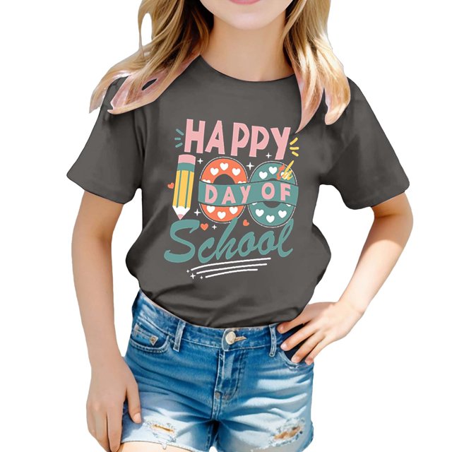 TZEWGL T-Shirts pour Fille Garçon Imprimé Col Rond Manches Courtes Vêtements pour Enfants Taille 5-6T
