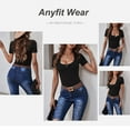 thumbnail image 4 of ANYFIT WEAR 2 Packs Womens Short Sleeve Button Down Shirts Low Cut Sexy Round Neck Fitted Ribbed Knit Henley Tops Summer Tees (S-3XL), 4 of 5